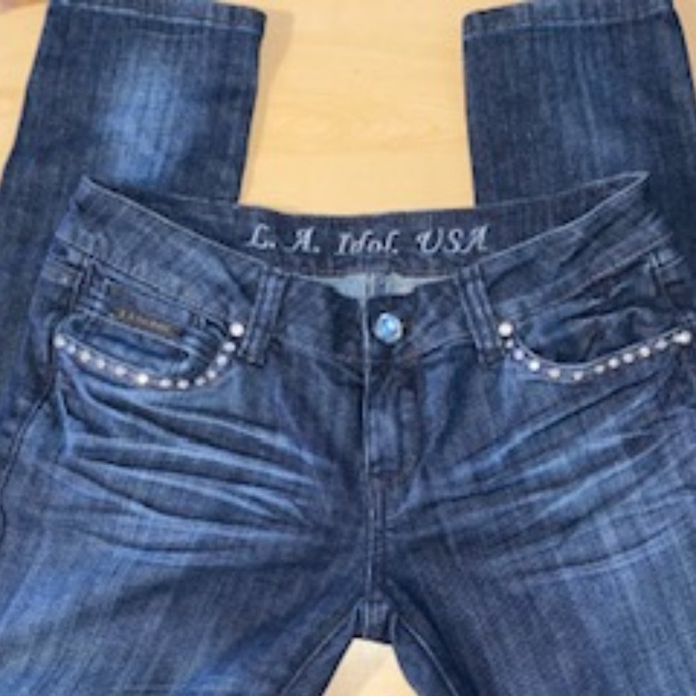 L. A. Idol JEANS with Crystal Embellishment on pockets - size 7